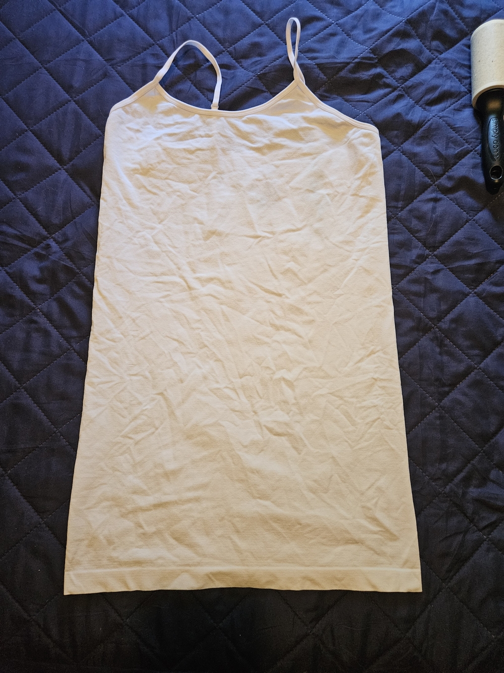 Women’s White Spaghetti-Strap Tank Slip Top Long Size Large 27in Long